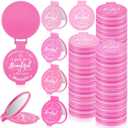 100 Pcs 2.76 Inch Inspirational Compact Mirror Bulk Women Small Gifts Graduation Party Favors Purse Mirror Pocket Mini Stuffer Items for Adult Coworker Cheerleader Employee (Pink Series)