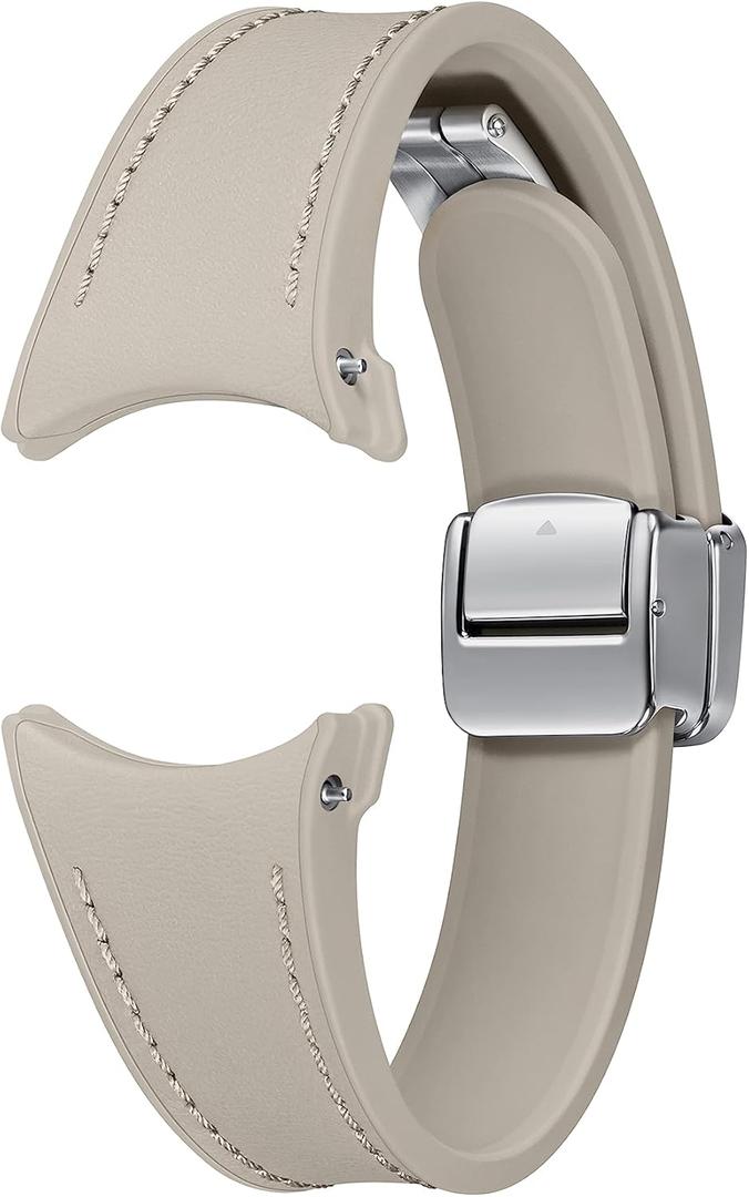 SAMSUNG Galaxy Watch 6, 5, 4 Series Hybrid Eco Leather Band, Slim, D-Buckle Magnetic Closure for Men, Women, Smartwatch Replacement Strap, One Click Attachment, Small/Medium, ET-SHR93SAEGUJ, Etoupe
