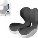 Seat Cushion for Long Sitting Office Worker, Memory Foam Chair Cushion for Car, Truck, Home Chair & Office Seat L-Shaped Ergonomic Design(Black Gray)