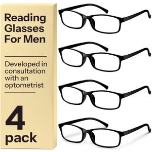 Gaoye +1.5 Reading Glasses Men - Blue Light Blocking Lenses, TR90 Frames, UV400 - Eyeglasses with Clear Vision (A4 Pack Black)