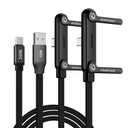 Invisible Holder Charger Cable, Fast Charging Cable for Desk, USB-A to Type-C (65W) & USB-C to Light-ning (240W) Cable 4.9 FT with 360 Adjustable Metal Stand, 2 in 1 Holder Charger for Gaming, Office