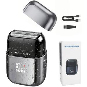 Jukoyrie Foil Shaver for Men, Mini Electric Razor with Dual Floating Foil | IPX7 Wet Dry, USB-C Rechargeable with LED, 100-Min Runtime & 1.5H Fast Charge, Travel Lock&Magnetic Cap for Home/Office/Trip