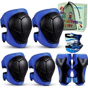 Kids Knee Pads and Elbow Pads Set for 3-13 Years, Kids Toddler 3 in 1 Protective Gear Set with Wrist Guards for Skateboard, Scooter, Cycling, Riding Sports, Gift for Youth Boys Girls