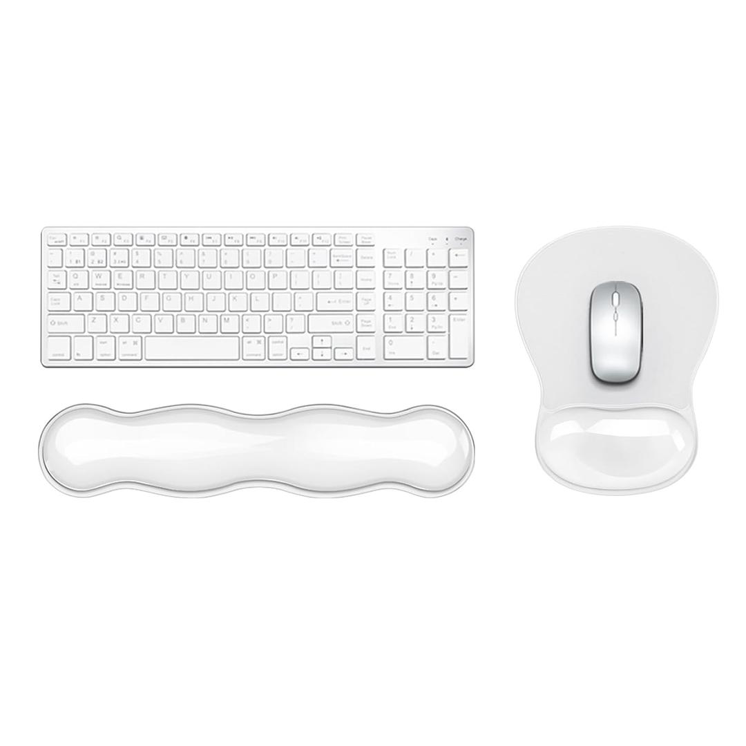 Gel Keyboard & Mouse Wrist Rest Set, Ergonomic Keyboard and Mouse Pad with Wrist Support Typing Pain Relief，Suitable for Office/Computer/Laptop/Gaming（White Set ）