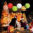 Bencailor 12 Pcs Christmas Hanging Paper Lanterns Set Decorative Christmas Party Lanterns Round Hanging Lamps for Xmas Home Decoration Supplies Props Graduation Holiday Decor(Christmas Tree, 12 Inch)
