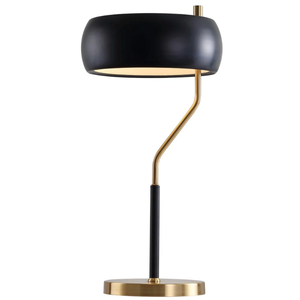 22.5" Oskar Moody Metal Desk Lamp Black/Gold (Includes LED Light Bulb) - JONATHAN Y: Modern Accent with Rotary Switch