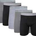 Gildan Men's Underwear Covered Waistband Boxer Briefs, Multipack, Black (5Pack), Medium