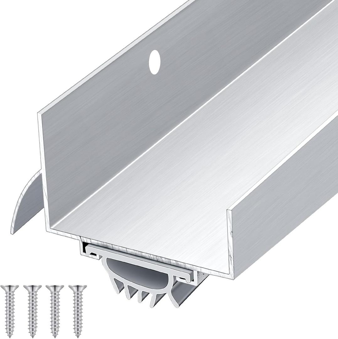 Morningro 1 Pcs 36 Inch U Shape Aluminum Door Sweep with Drip Cap, Silver1-3/4" x 36", Metal Door Sweep for Bottom of Door, Screw-on Metal Weather Seal, Draft Stopper for Exterior Front Doors