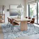 Soalmost Abstract Rug 8x10 Large Living Room Rugs Neutral Modern Washable Area Rugs for Bedroom Dining Room Non-Slip Stain Resistant Foldable Thin Blue