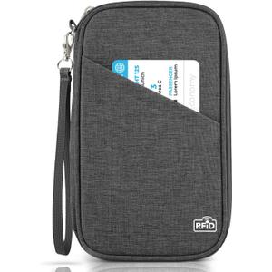 Passport Holder Family, Women RFID Blocking Passport Wallet, Travel Essentials Premium Wallets, Waterproof Passport Holders Bag for Men Traveling, Travel Document Organizer Credit Cards Case (Family - Luxury Black)