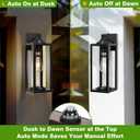 FILIYANO 20inch Dusk to Dawn Outdoor Wall Light Fixtures - 2 Packs Large Exterior Waterproof Lighting, Modern Porch Sconces Wall Mounted Lighting, Industrial Black Outside Lantern for Front Door, Dusk to Dawn Sensor-20inch