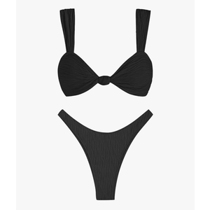 ZAFUL 2025 Cheeky Bikini Sets for Women High Cut Swimsuit Textured Ribbed Bikini Thong Bathing Suit S