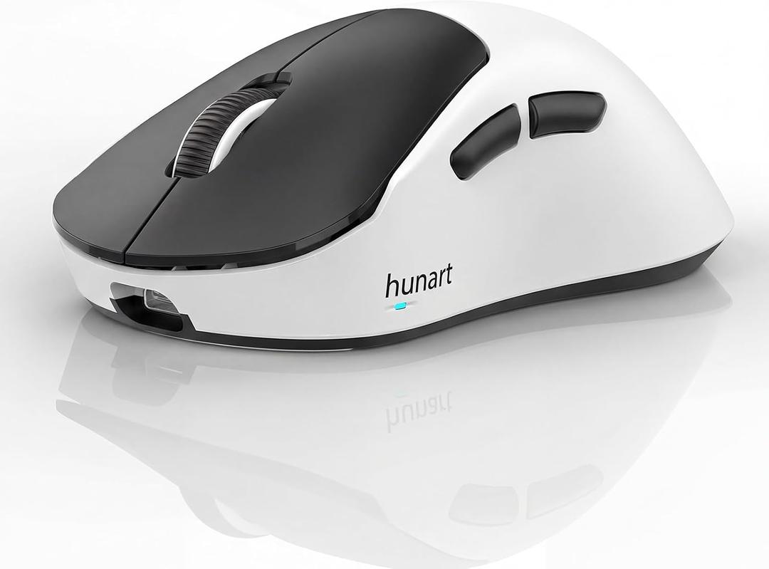 hunart H6 49g Wireless Mouse, Bluetooth & 2.4GHz Rechargeable Mouse, Lightweight Silent Ergonomic Mouse with USB-C Charging, Portable Right-Hand Office Mouse for Laptop, PC, Mac (Black and White)