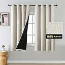 FantasDecor Thermal Linen Textured Blackout 100% Curtains 52x63 Inch Curtain for Bedroom Blackout Window Drapess Grommet Top Curtains, Heather Natural, 1 Pack 