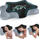 Cervical Neck Pillow for Pain Relief Sleeping, Contour Memory Foam Pillows, Ergonomic Side Sleeper Pillows for Adults, Cooling Orthopedic Neck Support Pillow for Back Stomach Sleepers (Queen Size-24.8''Lx14.96''Wx5.78''H, Black&grey-grid)