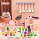 56Pcs Mini Play Kitchen Accessories for Kids, Pretend Cooking Playset with Cookware, Tableware & 2 Fruit Sets, Learning Gift for Girls, Boys, Toddlers, Pink