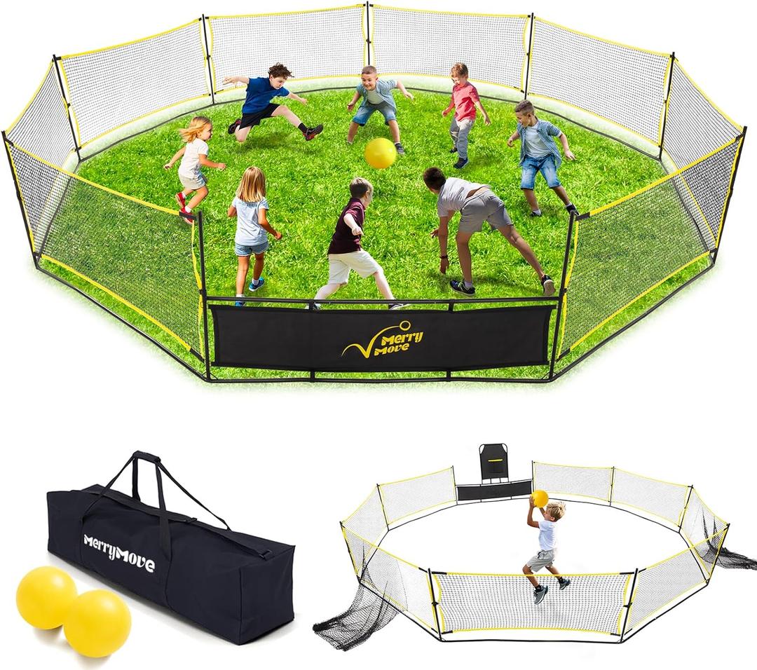 GagaBall Pit 3-in-1 Portable with Basketball Hoop & Soccer Goals, 20ft Giant Arena for Kids, Outdoor Family Game for Camp & School