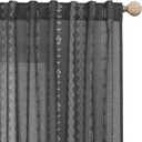 Black Sheer Curtains Linen Dark Floral Print Modern Vintage Witchy Gothic Curtains for Bedroom Living Room 96 Inches Long (50"W x 96"L (Pack of 2))