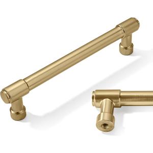 6 Pack 6 Inch Champagne Bronze Cabinet Pulls Gold Drawer Pulls Kitchen Cabinet Hardware Champagne Brass Kitchen Handles for Cabinets Cupboard Handles Drawer Handles (6"(152mm) hole center)