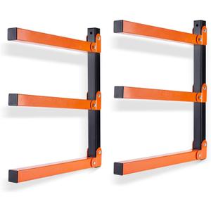 Ultrawall Wall Mount Wood Organizer and Lumber Storage Metal Rack with 3-Level - Indoor & Outdoor Use, 2 Pack