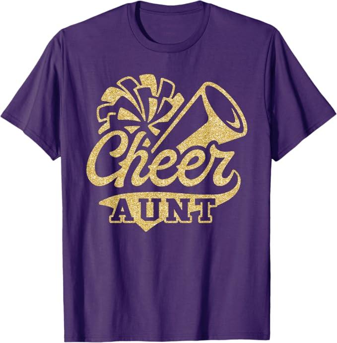 Cheer Aunt Biggest Fan Cheerleader T-Shirt M
