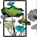 pechpell 3 Pieces Metal Lotus Flower Wall Art Sculpture, 11.811 Inch Asian Oriental Chinese Hanging Decor, Floral Living Room Bedroom Bathroom Kitchen Decorations For Home (colorful)