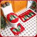 Fanfanwin 4 Pcs Merry Christmas Bathroom Set with 71x71 Inches Christmas Tree Shower Curtain Non-Slip Rugs Toilet Lid Cover and Bath Mat Waterproof Bathroom Decor Accessories Set