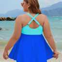 Edelqual Womens Plus Size Tankini Swimsuit Two Piece Tummy Control Bathing Suits Swim Dress Swimwear with Shorts (XXL)