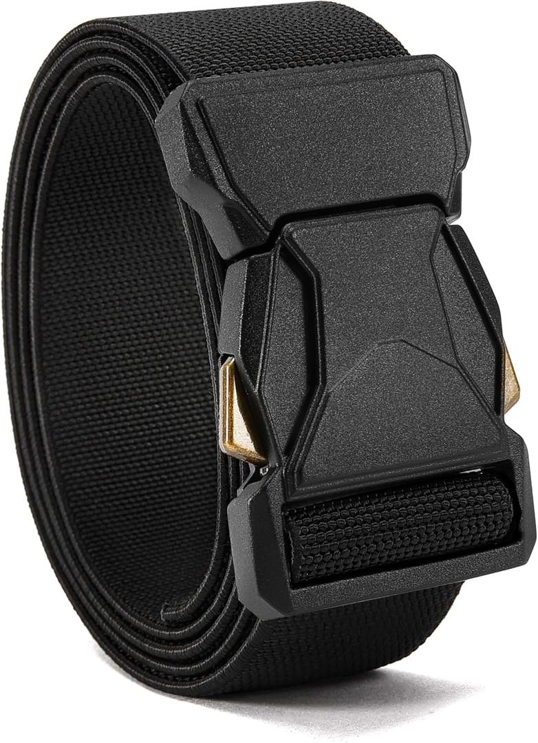 CHAOREN Stretch Tactical Belt Men - 1.5" Nylon Work Belts for Men - Quick Release for Utility EDC (30"-34"Waist Adjustable, Black)