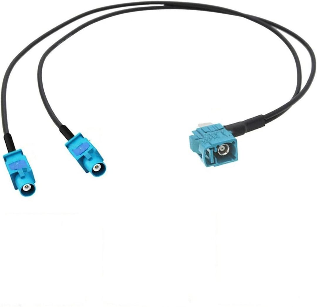 Fakra Z Female 90 Degree Adapter 2* Fakra Z Male Plug Connector RG174 Y-Splitter Cable(Z F90 to 2 Long Z M,0.5M)