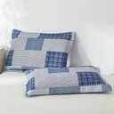 Green Essen Plaid Quilt King Size Blue White Lightweight Patchwork Bedspread Soft Breathable Check Quilts Gingham Bedding Checker Pattern Coverlet Bed Cover Set Geometric Home Decor