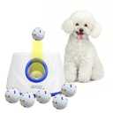 Automatic Dog Ball Launcher, Dog Ball Throw Launcher, 3 Adjustable Distance 2045FT, with 6 2.3inch ETPU Balls, for Small/Medium Dogs, Indoor and Outdoor Interactive Toys