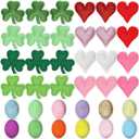Oudain 36 Pcs St. Patrick's Day Shamrock Shape Filler Egg Bunny Felt Stuffed Hearts Ornaments Tiered Tray Decor Bowl Basket Hanging Tree Ornaments Decor for Tree Party DIY Crafts(Combination Style)