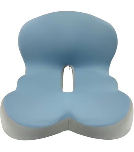 Buttocks Cushions Office Chair Cushion with Backrest (Blue and Gray Patchwork Color)