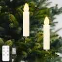 20 Pcs LED Christmas Tree Candle Lights, Flickering Clip on Flameless Candles with Remote Timer&4 Modes, Christmas Tree Candle Lights Holiday Ornaments for Xmas Trees Windows Party Wedding (White)