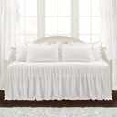 Lush Decor Ruffle Skirt Daybed Cover 5 Piece Set 39" W x 75" L, White -White Bedding Set - Daybed Comforter Set - Ruffled Bedding - Coquette Decor