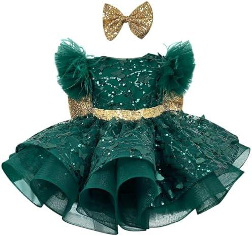KLFFLGID Baby Girl Pageant Dress Up Flower Gir DressButterly Sequins for Toddler Girs Special Occasion Dresses, 70