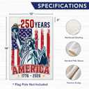 2 x 250 Years American Garden Flag, 250th Anniversary USA Yard Flags, Statue of Liberty Design for 1776 to 2026 Commemorative Decoration, Double-Sided Patriotic Outdoor Flag