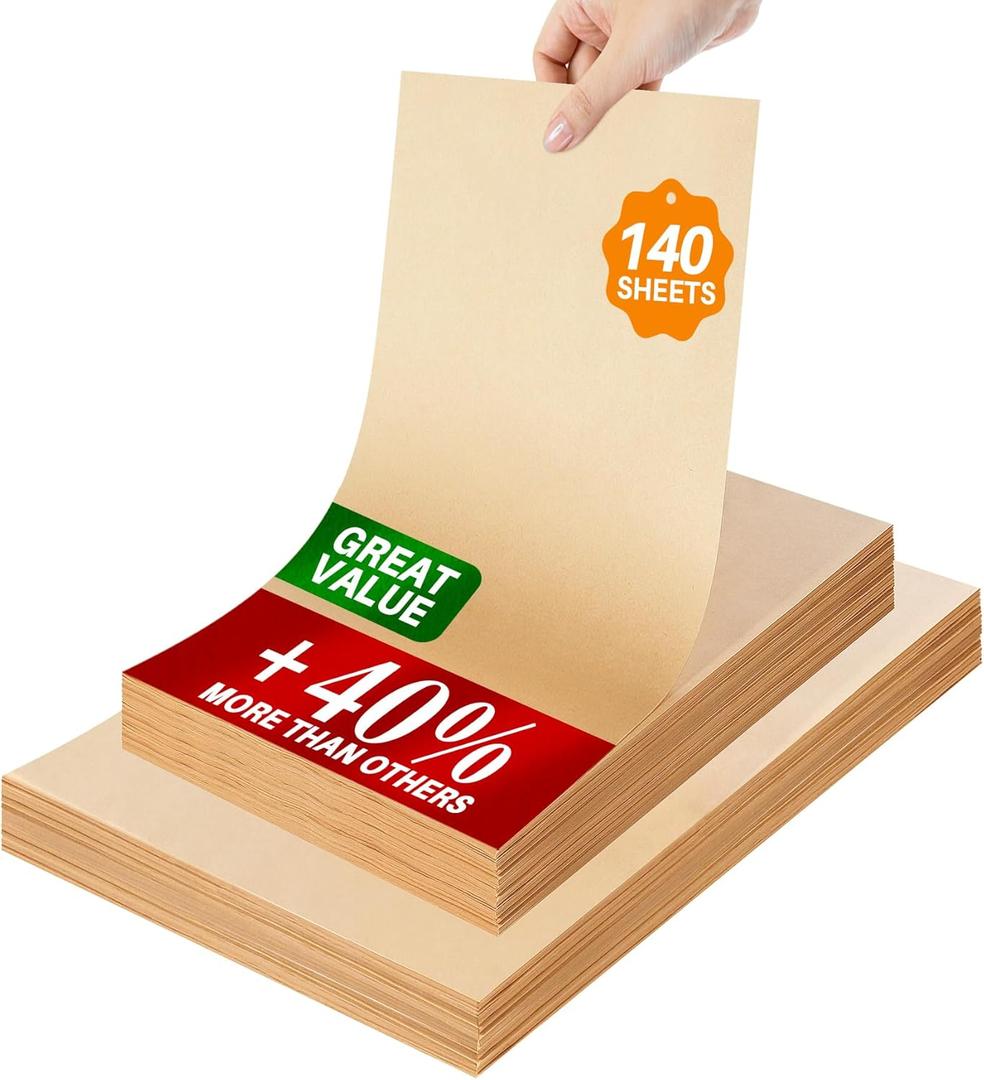 140 Parchment Paper Sheets 9x13 Inch | Precut Unbleached Baking Paper Sheets for Oven, Air Fryer, Cookies, Bread, Pizza | Non-Stick, Greaseproof Liners | Natural Brown Parchment for Baking