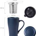 Tea Cup with Infuser and 2 Lids, 18oz Large Tea Infuser Mug, Tea Strainer Cup for Loose Leaf, Travel Mug with Teabag Holder (Royal Blue)