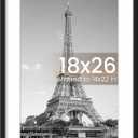 upsimples 18x26 Picture Frame, Display Pictures 14x22 with Mat or 18 x 26 Without, Wall Hanging Poster Frames, Black, 1 Pack