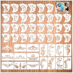Face Paint Stencils Reusable Halloween Body Facial Painting Templates, Facepaint for Makeup Halloween Party Art Painting(face46)