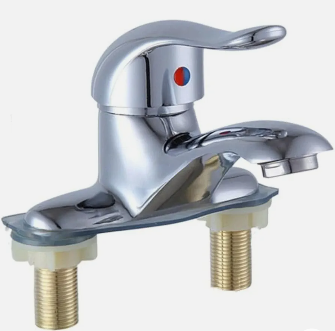 Sink Mixing Valve Switch Bathroom Accesories Stainless Steel Sink Mixer Tap Valve Tool Double-Hole Hot and Cold Water Faucet Bathroom(Zinc Alloy)
