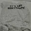Its My Birthday Dress for Women Birthday Sequin Shirt Dress Letter Graphic Print Half Sleeve Dress (XX-Large, Silver)