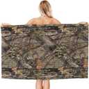 VOOHDDY Camo Camouflage Forest Hunting Beach Towel Large Soft Absorbent Microfiber Quick Dry Oversized Bath Towels for Bathroom Women Men Pool Camping Travel Swimming Picnic Sports, One Size