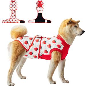 V.PET.B.R Dog Surgery Recovery Suit, Female Male Dog Onesie for Spay Neuter, Substitute E-Collar & Cone, Anti-Licking Breathable Onesie for Small Medium Large Dogs, Strawberry, Size: S