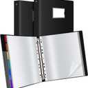 Uquelic 50-Pocket Binder with Plastic Sleeves for Letter/A4 Size(11" x 8.5"), Document Binder Organizer for Papers, Certificates and Artwork, Colorful PP Divider Pages for Presentation (2 Pack) (Black & Rainbow)