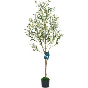 5ft Artificial Olive Tree with Insert Pot & Moss - Fake Indoor Plant