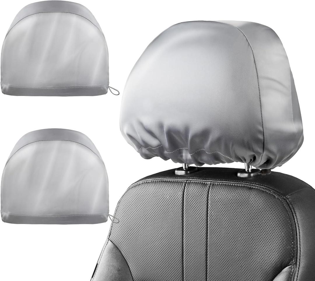 Headrest Covers for Car Satin Soft Car Headrest Covers Adjustable and Flexible for Hair Protection Universal for Auto Cars Trucks Easy to Install and Remove 2pcs