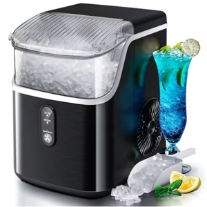 Nugget Ice Maker Countertop, HOMEZAY Pebble Ice Maker with Soft Chewable Pellet Ice, 33 lbs per Day, Compact Ice Machine with Self-Cleaning & LED Indicator for Home, Kitchen, Camping, RV, Office